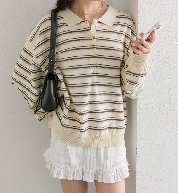  「マルチボーダーポロニット」|ニット・セーター|