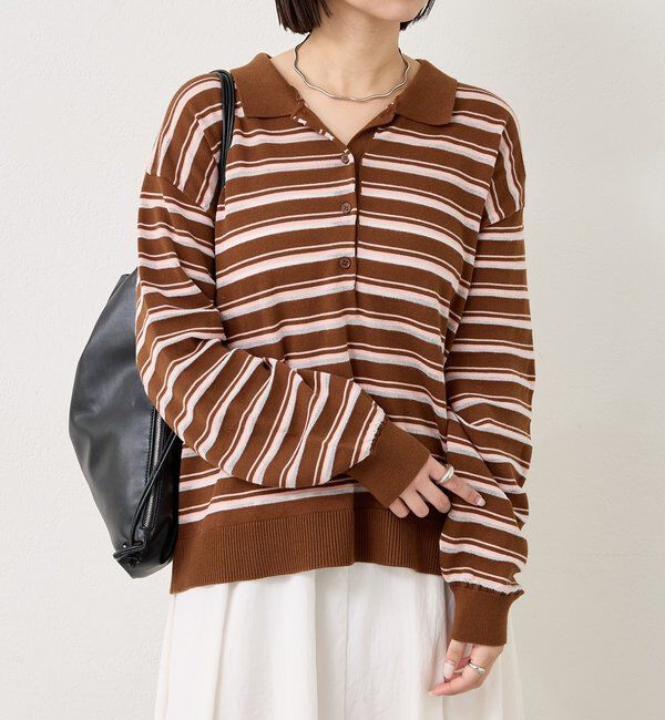  「マルチボーダーポロニット」|ニット・セーター|