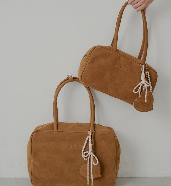 2サイズ展開】チャーム付きスクエアボストンバッグ【タブレット端末