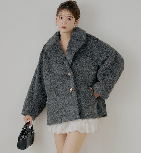 chico 金ボタンシャギーミディジャケットコート 金ボタンシャギーミディジャケットコート｜ルミネのファッション通販