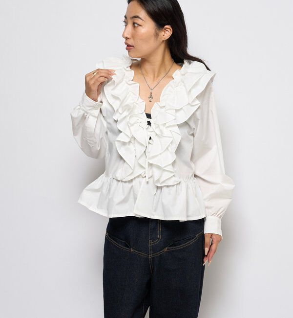  「フリルペプラムブラウスカーデ」|シャツ・ブラウス|