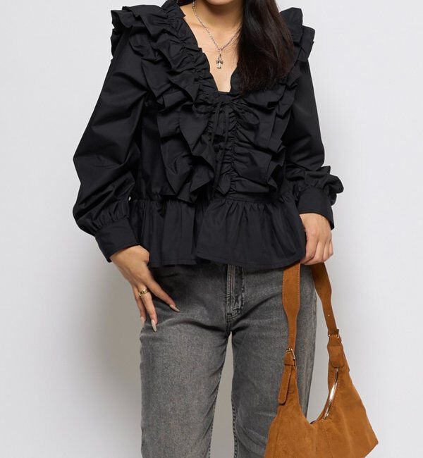  「フリルペプラムブラウスカーデ」|シャツ・ブラウス|