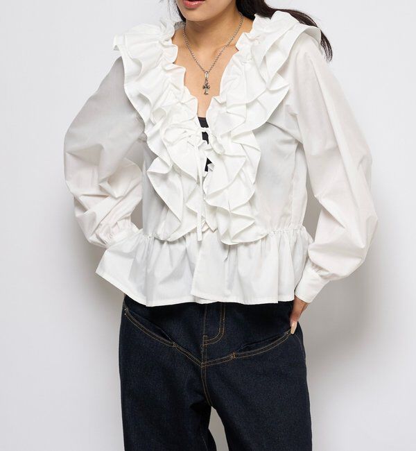  「フリルペプラムブラウスカーデ」|シャツ・ブラウス|