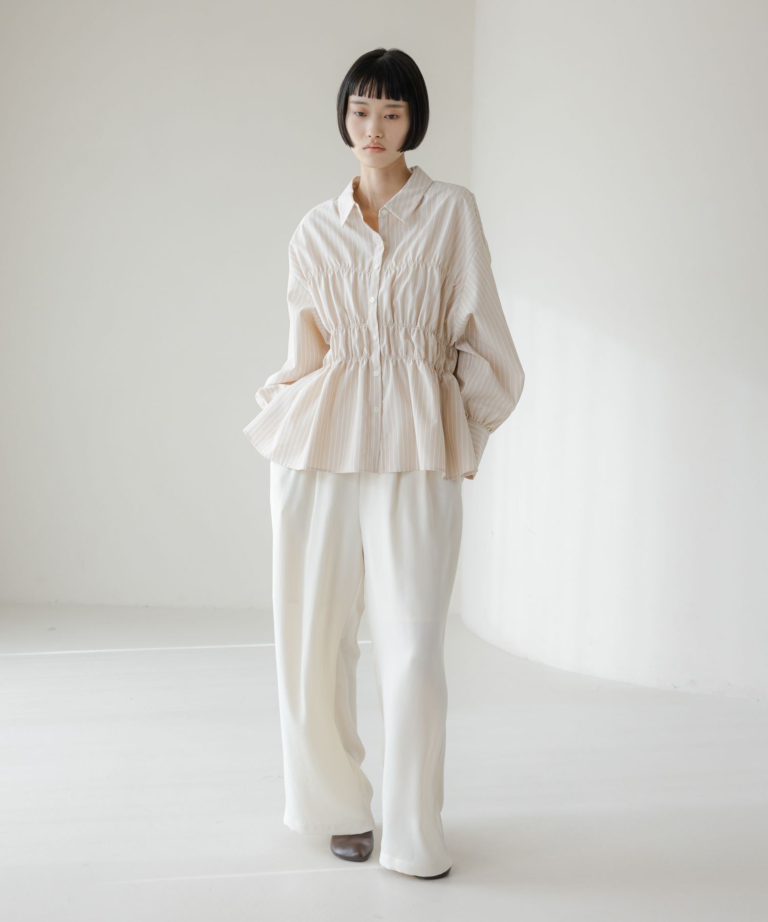 LOWRYS FARM「ストライプシャーリングシャツ」|シャツ・ブラウス|