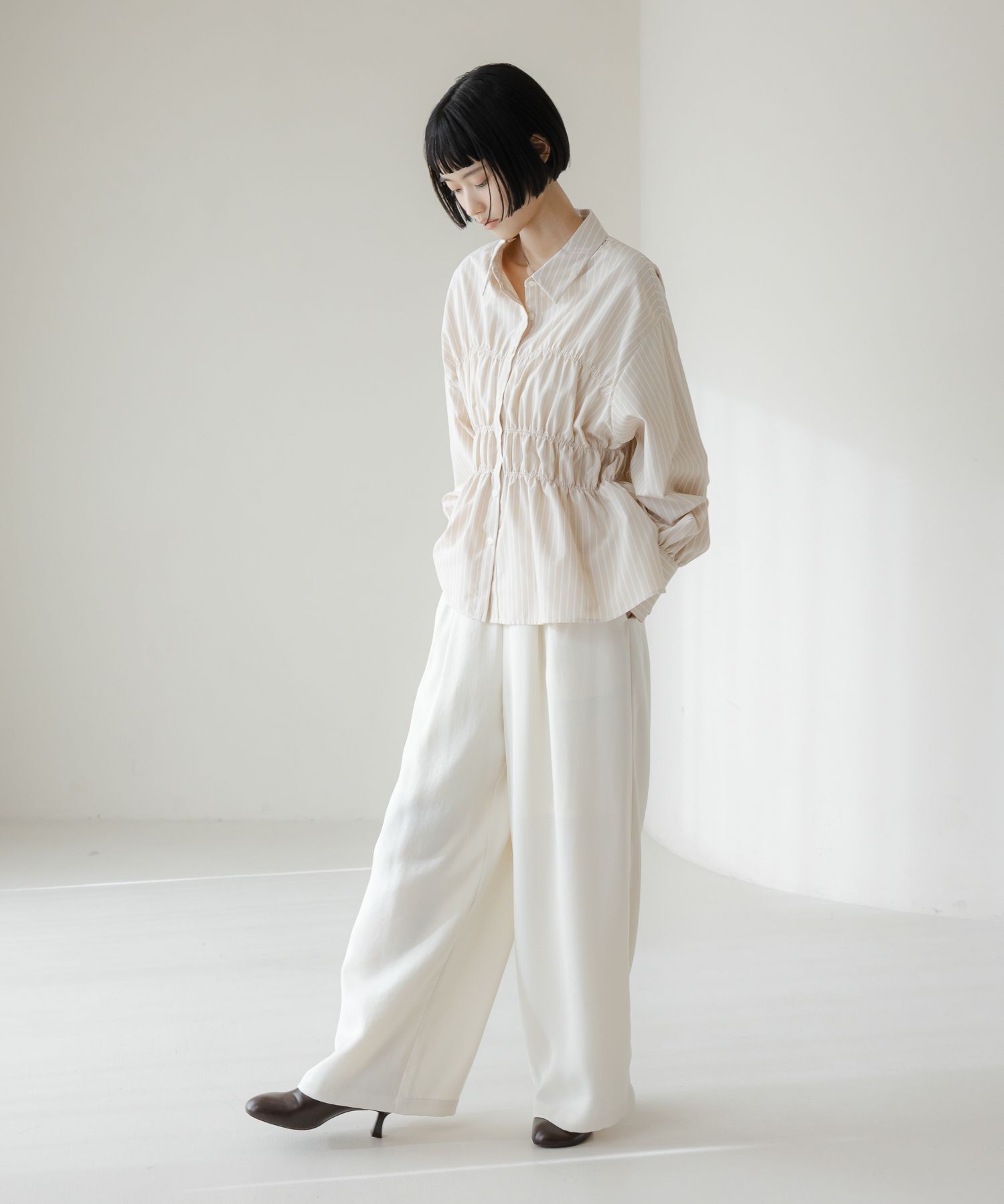 LOWRYS FARM「ストライプシャーリングシャツ」|シャツ・ブラウス|