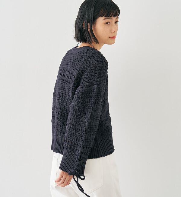 collex「袖口レースアップ2WAYカーディガン」|カーディガン|