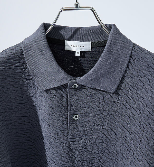 ABAHOUSE「【セットアップ対応】ウェーブリンクル　フクレジャガード ポロシャツ/ オーバーサ」|ポロシャツ|