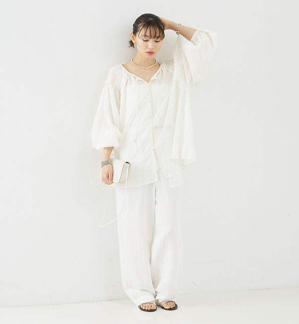 Rouge vif「コットンレーヨンボイルスモッキングブラウス」|シャツ・ブラウス|