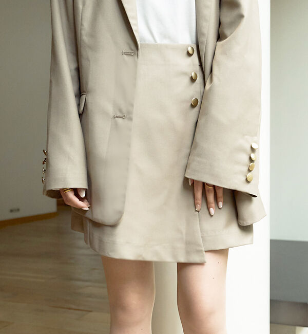 Rouge vif「【一部店舗限定】サイドボタンラップミニスカート」|スカート|ベージュ