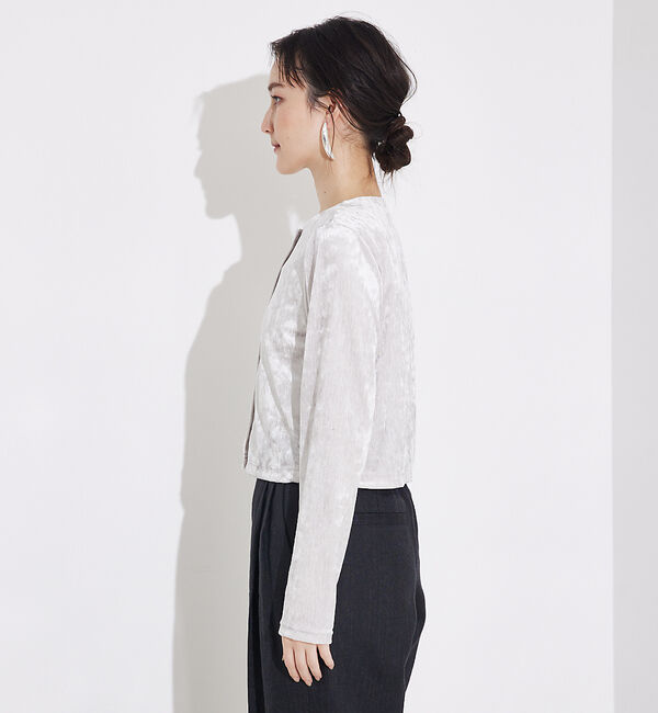 qualite「トリコットベロアショートカーデ」|カーディガン|