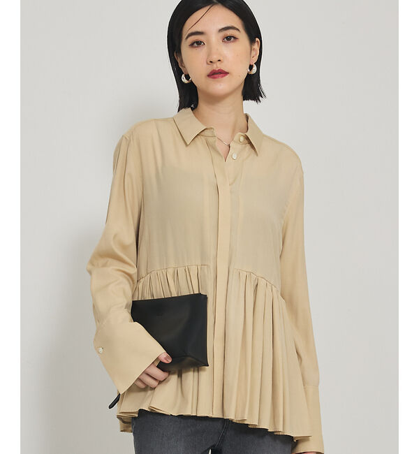 qualite「ギャザータック切り替えシャツ」|シャツ・ブラウス|クリーム