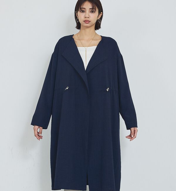 abahouse mavie「【春アウター】ノーカラーコート/通勤/きれいめ/ロング/セミオケ/春服」|ノーカラーコート|