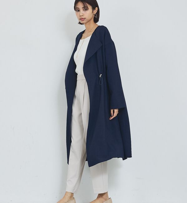 abahouse mavie「【春アウター】ノーカラーコート/通勤/きれいめ/ロング/セミオケ/春服」|ノーカラーコート|