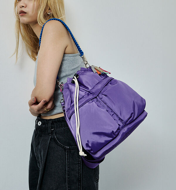 NOMINE「【cheek】kinchakucode 2WAY コードハンドル 巾着 トートバ」|ショルダー・メッセンジャー|パープル