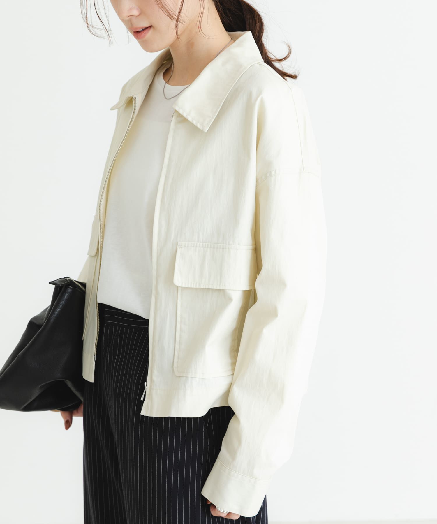 URBAN RESEARCH「コットンナイロンジップブルゾン」|ブルゾン・スタジャン|アイボリー