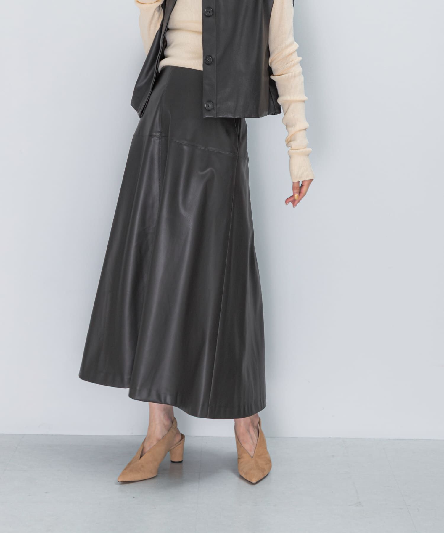 URBAN RESEARCH ROSSO「バックジップフレアスカート」|スカート|ダークブラウン