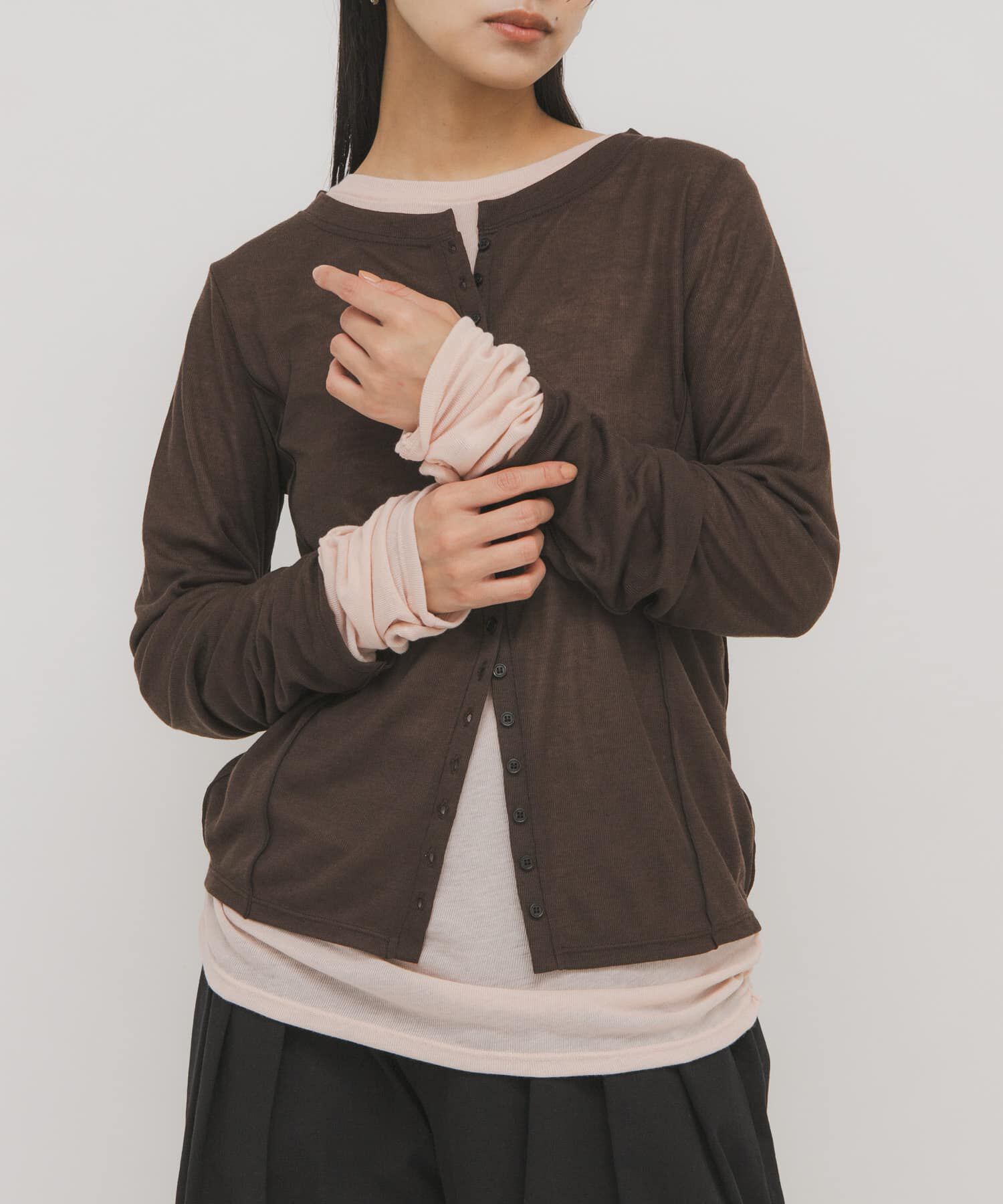  「バイカラーレイヤードカットソー」|Tシャツ・カットソー|