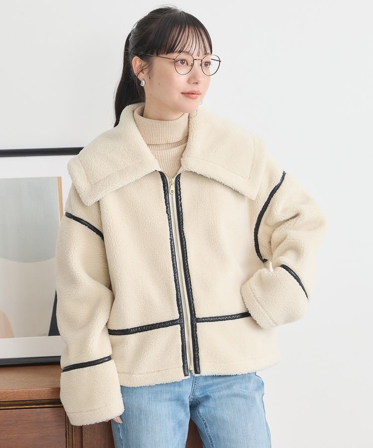 earth music&ecology「ビッグカラーボアフェイスブルゾン」|ブルゾン・スタジャン|