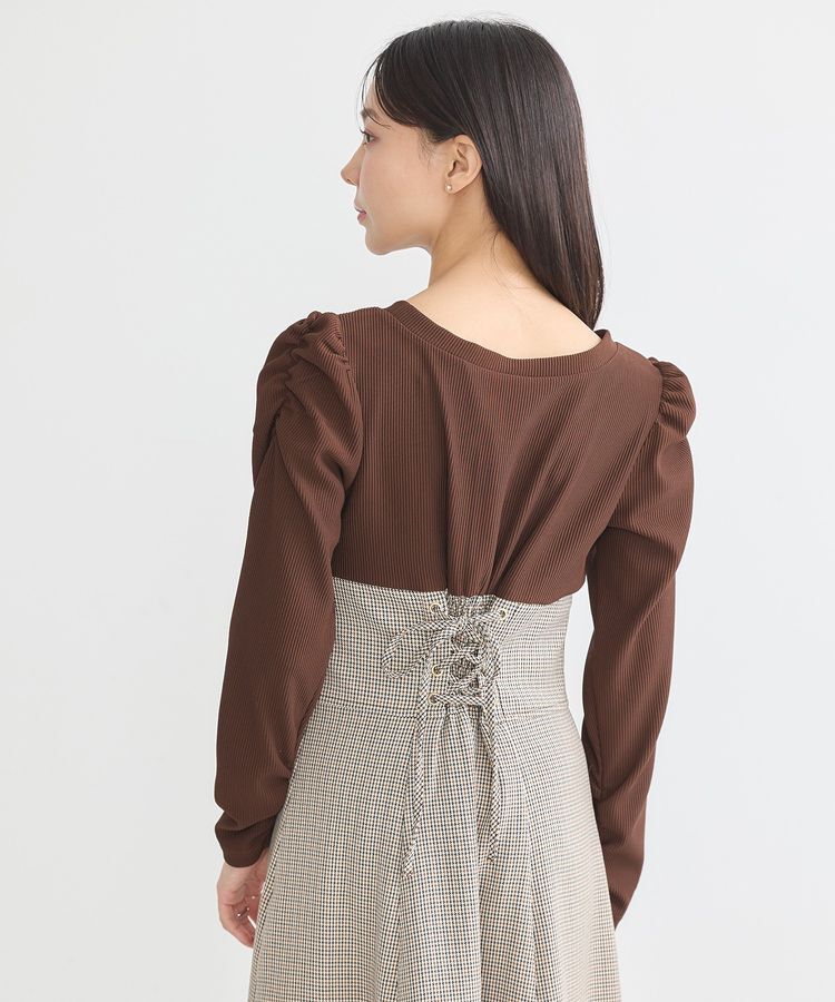 earth music&ecology「リブカットソードッキングワンピース」|ワンピース|