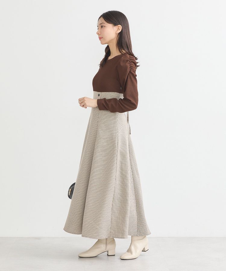 earth music&ecology「リブカットソードッキングワンピース」|ワンピース|