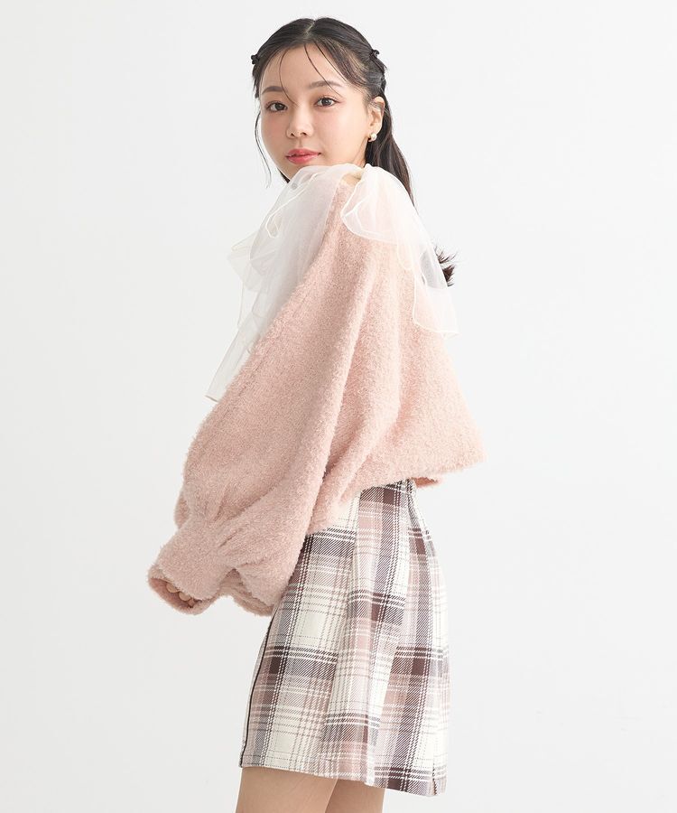 earth music&ecology「チュール肩リボンニットプルオーバー」|ニット・セーター|