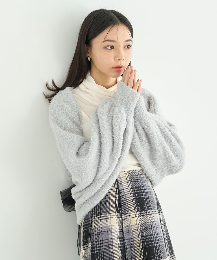 earth music&ecology「チュール肩リボンニットプルオーバー」|ニット・セーター|