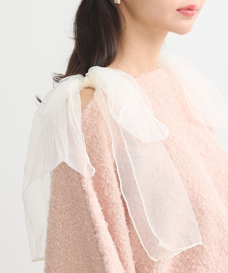 earth music&ecology「チュール肩リボンニットプルオーバー」|ニット・セーター|