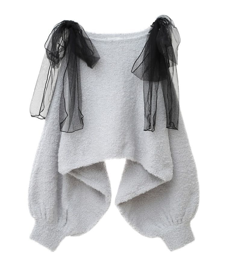 earth music&ecology「チュール肩リボンニットプルオーバー」|ニット・セーター|