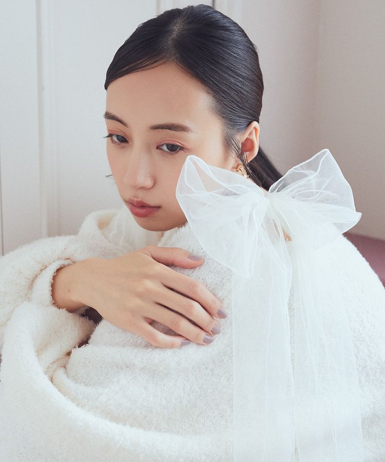 earth music&ecology「チュール肩リボンニットプルオーバー」|ニット・セーター|