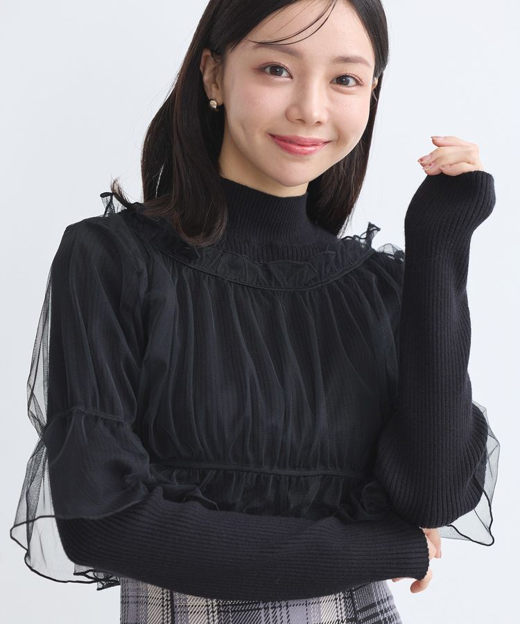 earth music&ecology「SET2点リブニットインナー+チュールプルオーバー」|ニット・セーター|
