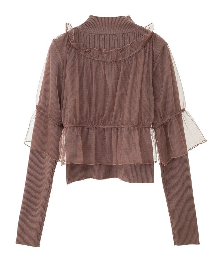 earth music&ecology「SET2点リブニットインナー+チュールプルオーバー」|ニット・セーター|