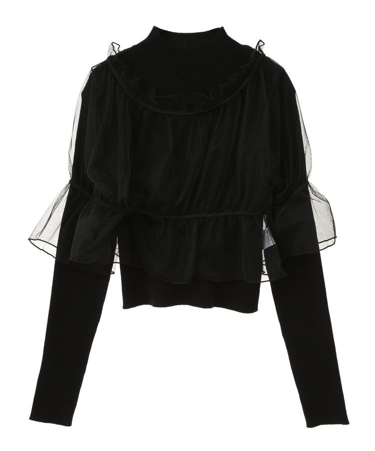 earth music&ecology「SET2点リブニットインナー+チュールプルオーバー」|ニット・セーター|