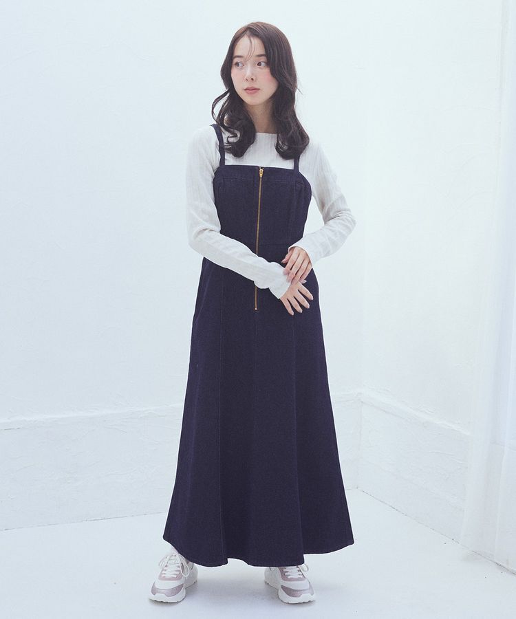 earth music&ecology「バックレースアップデニムキャミワンピース」|ワンピース|Indigo