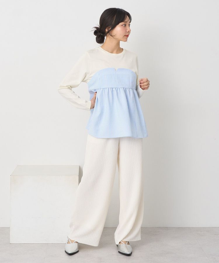 earth music&ecology「サッカーストライプドッキングプルオーバー」|Tシャツ・カットソー|