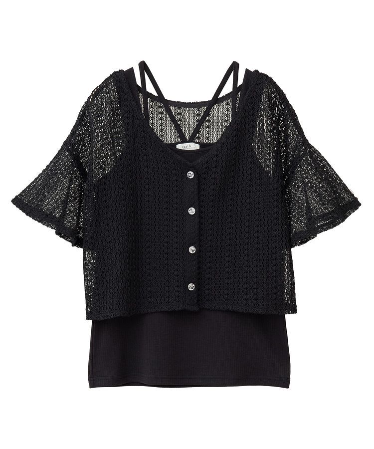 earth music&ecology「SET2点レースカーディガン＋レイヤードインナー」|カーディガン|