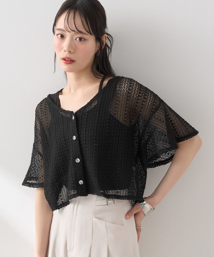 earth music&ecology「SET2点レースカーディガン＋レイヤードインナー」|カーディガン|Black