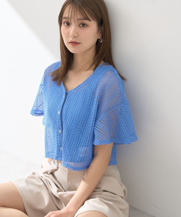 earth music&ecology「SET2点レースカーディガン＋レイヤードインナー」|カーディガン|Blue