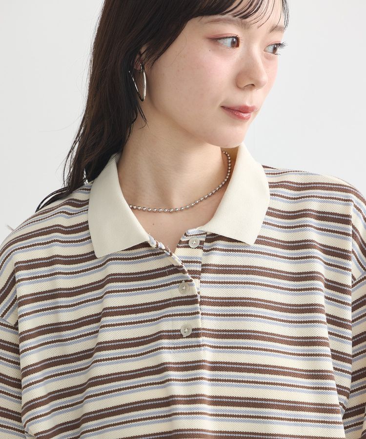 earth music&ecology「レトロボーダーポロシャツ」|Tシャツ・カットソー|