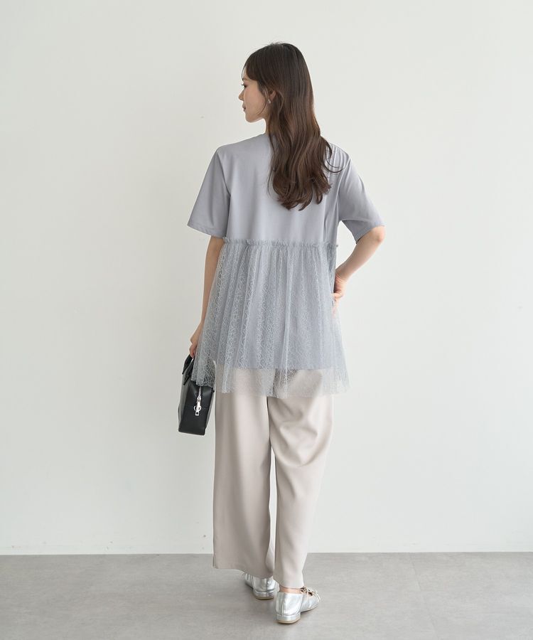 earth music&ecology「ニュアンス柄レースドッキングプルオーバー」|Tシャツ・カットソー|