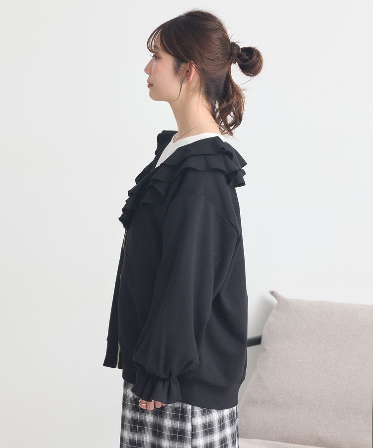 earth music&ecology「フリルカラーZipウラケブルゾン」|カーディガン|