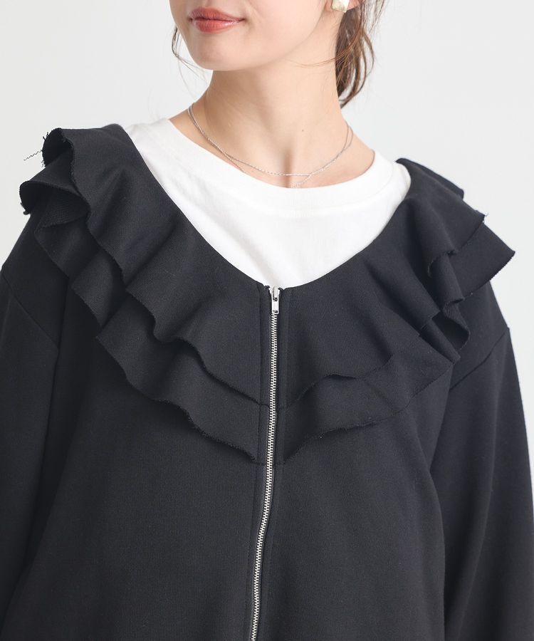 earth music&ecology「フリルカラーZipウラケブルゾン」|カーディガン|