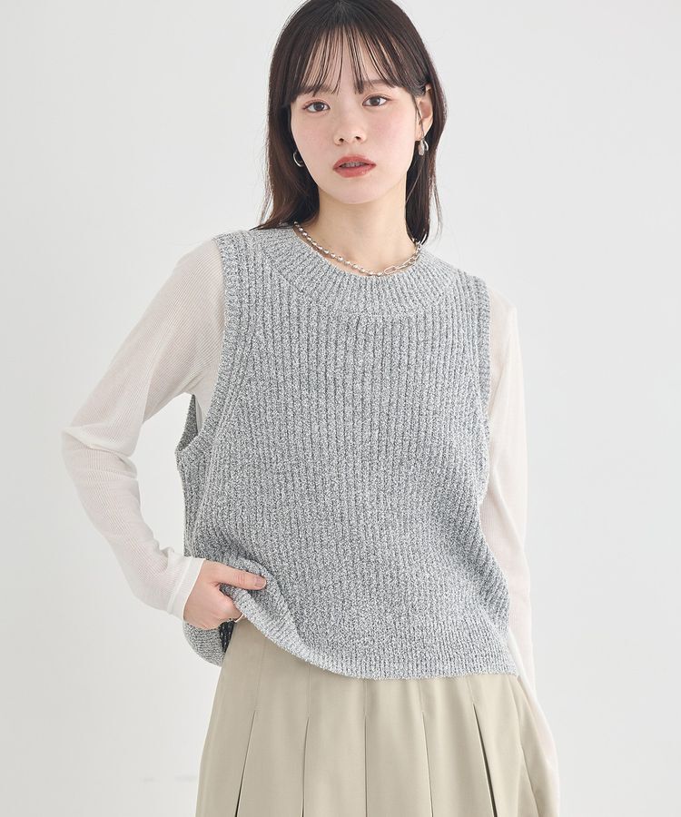 earth music&ecology「クルーネックニットベスト」|ベスト・ジレ|Gray
