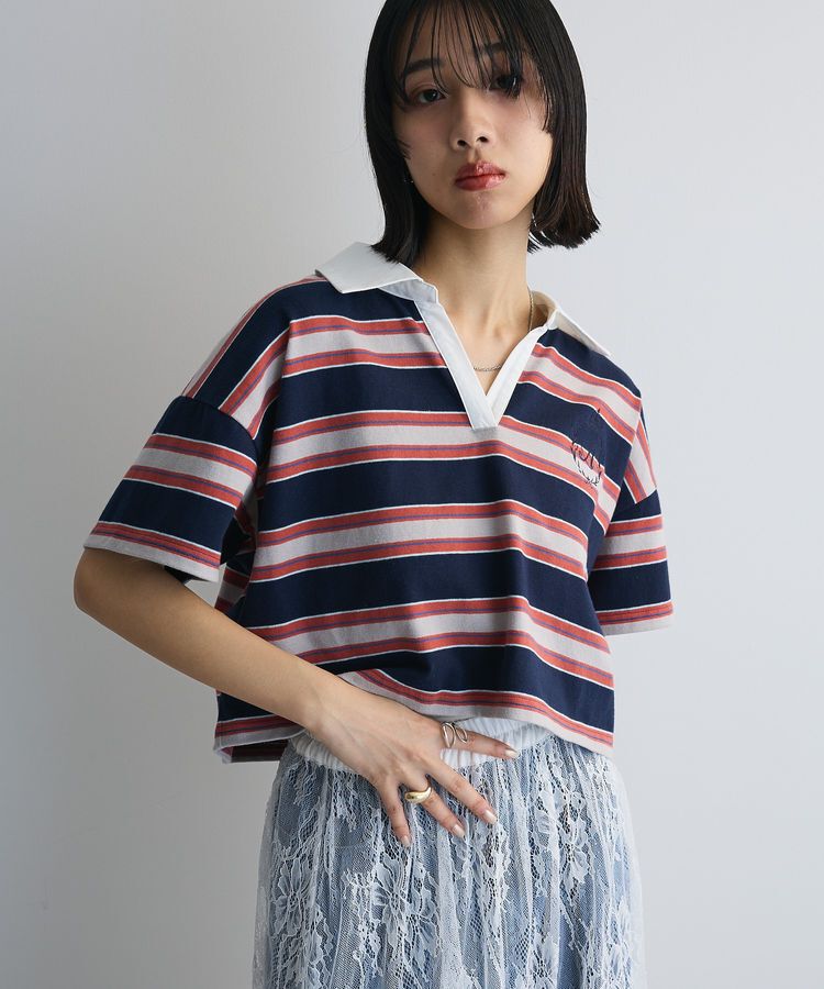 AnriettMusee「エムブレム刺繍ショートボーダーカットソー」|Tシャツ・カットソー|