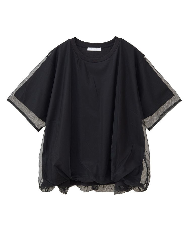 Green Parks「チュールドッキングバルーン5分袖プルオーバー」|Tシャツ・カットソー|