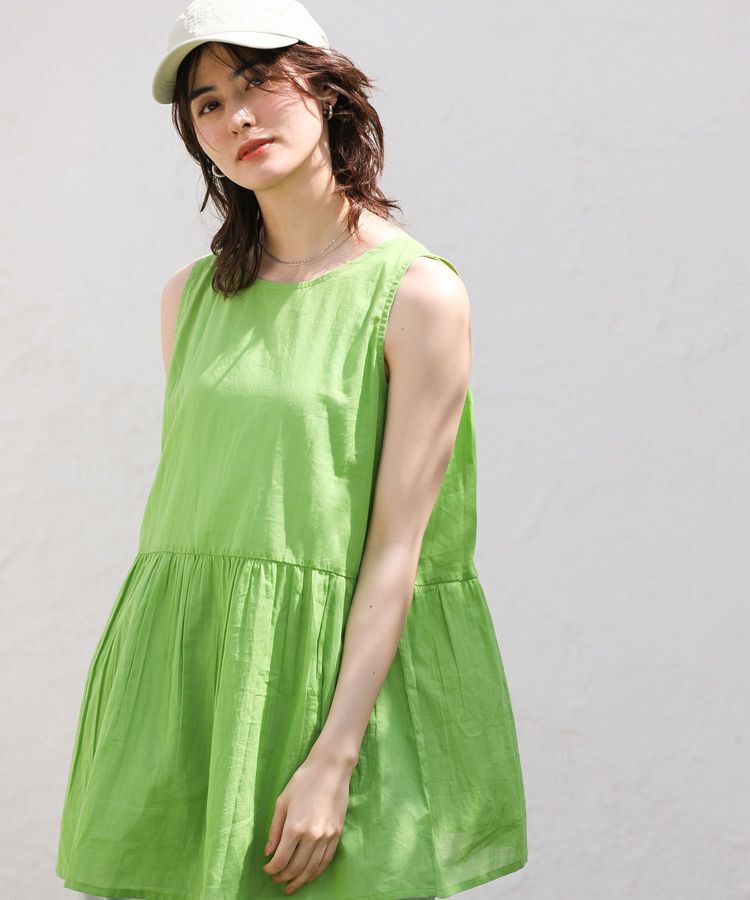 Green Parks「インド綿 SET2点 ギャザーシャツ+布帛インナー」|シャツ・ブラウス|