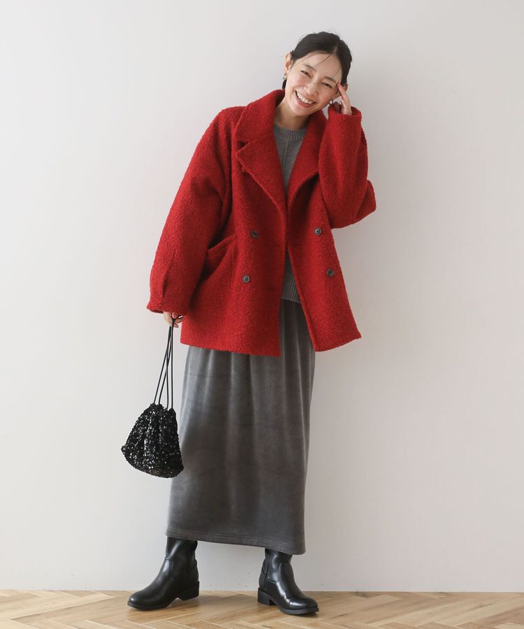 Green Parks「ぽかぽか裏起毛ベロアIラインスカート」|タイト|