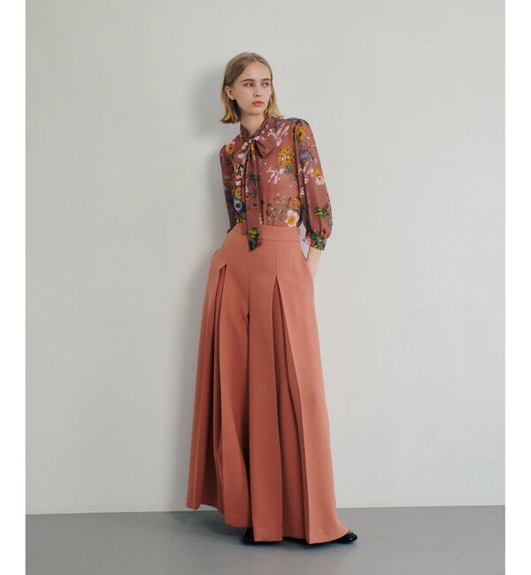 LOULOU WILLOUGHBY「【LOULOU WILLOUGHBY】ジョーゼットタックワイドパンツ」|その他|ピンク