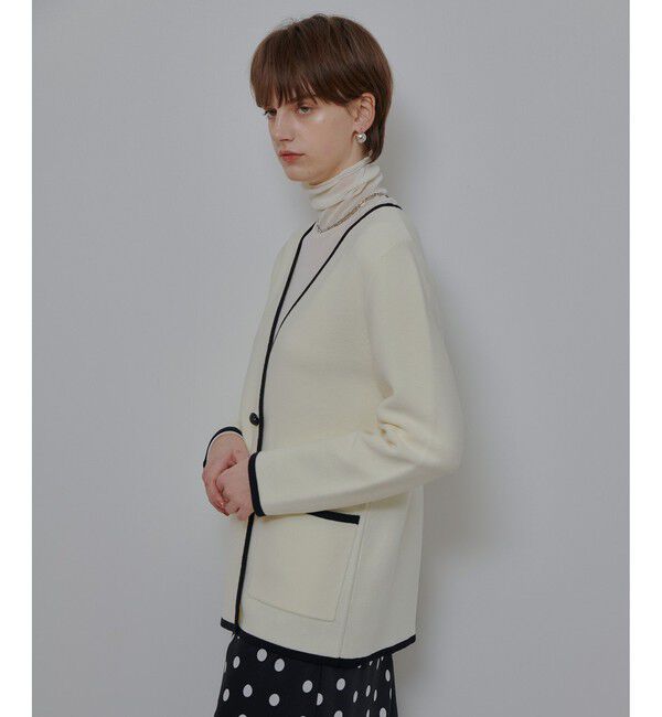 allureville「ガーターノーカラーニットジャケット」|カーディガン|