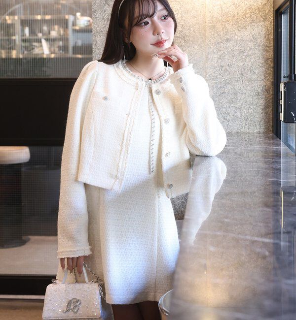  「ビジューリボンミニワンピ」|ワンピース|