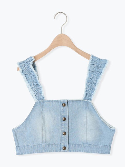 Samansa Mos2「デニム/ツイルマルチWAYフリルビスチェ」|ダウンベスト・ベスト|